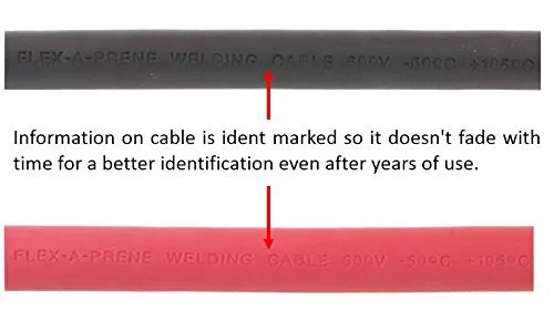 #1 Gauge AWG - Flex-A-Prene - Welding/Battery Cable - Black & Red - 600 V - Made in USA