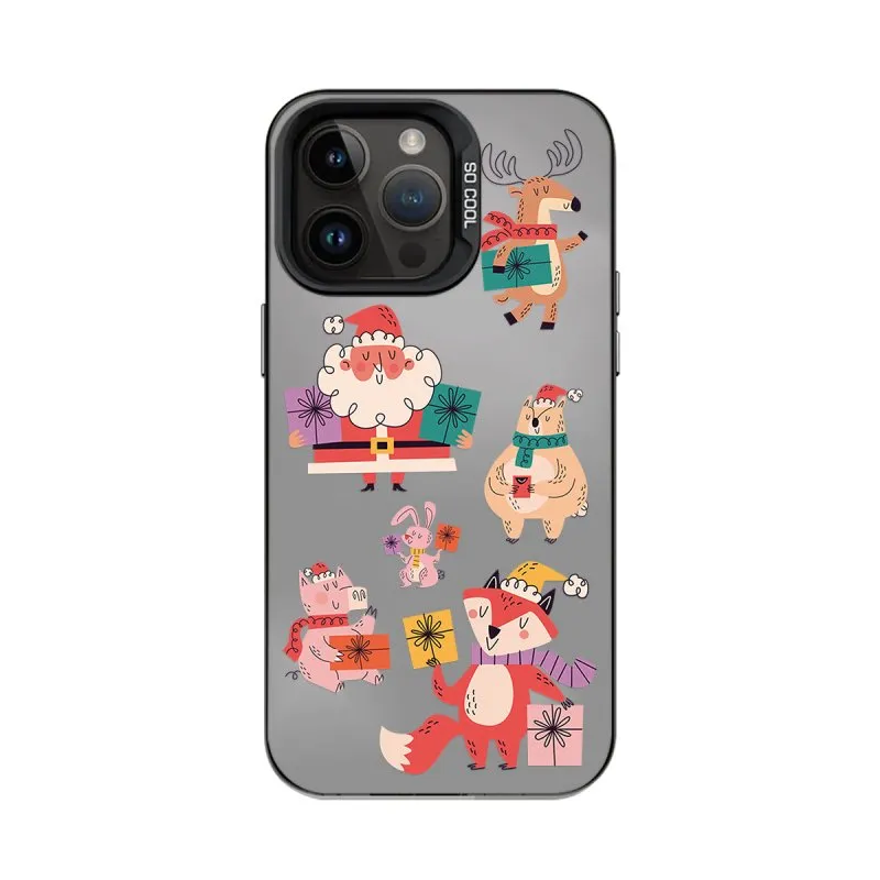 1 piece of fun cartoon picture frosted double-layer color silver mobile phone case suitable for iPhone15 Pro Max 14 13 12 Pro 11 protective case