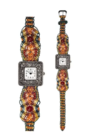 101F - Wide with Antique Style Square Marcasite Watch