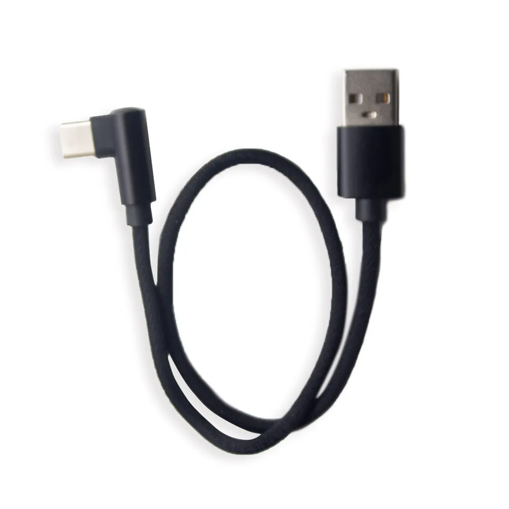 12" Phone Charging and Data Cable male USB to 90 degree male USBC