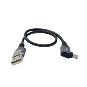 12" Phone Charging and Data Cable male USB to 90 degree male USBC