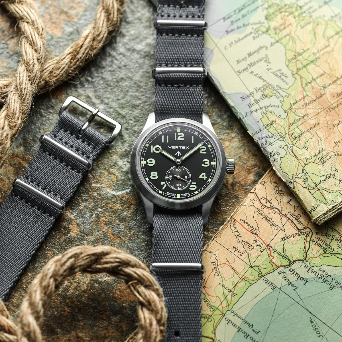 1973 British Military Watch Strap: APEX - Deep Sea Redline