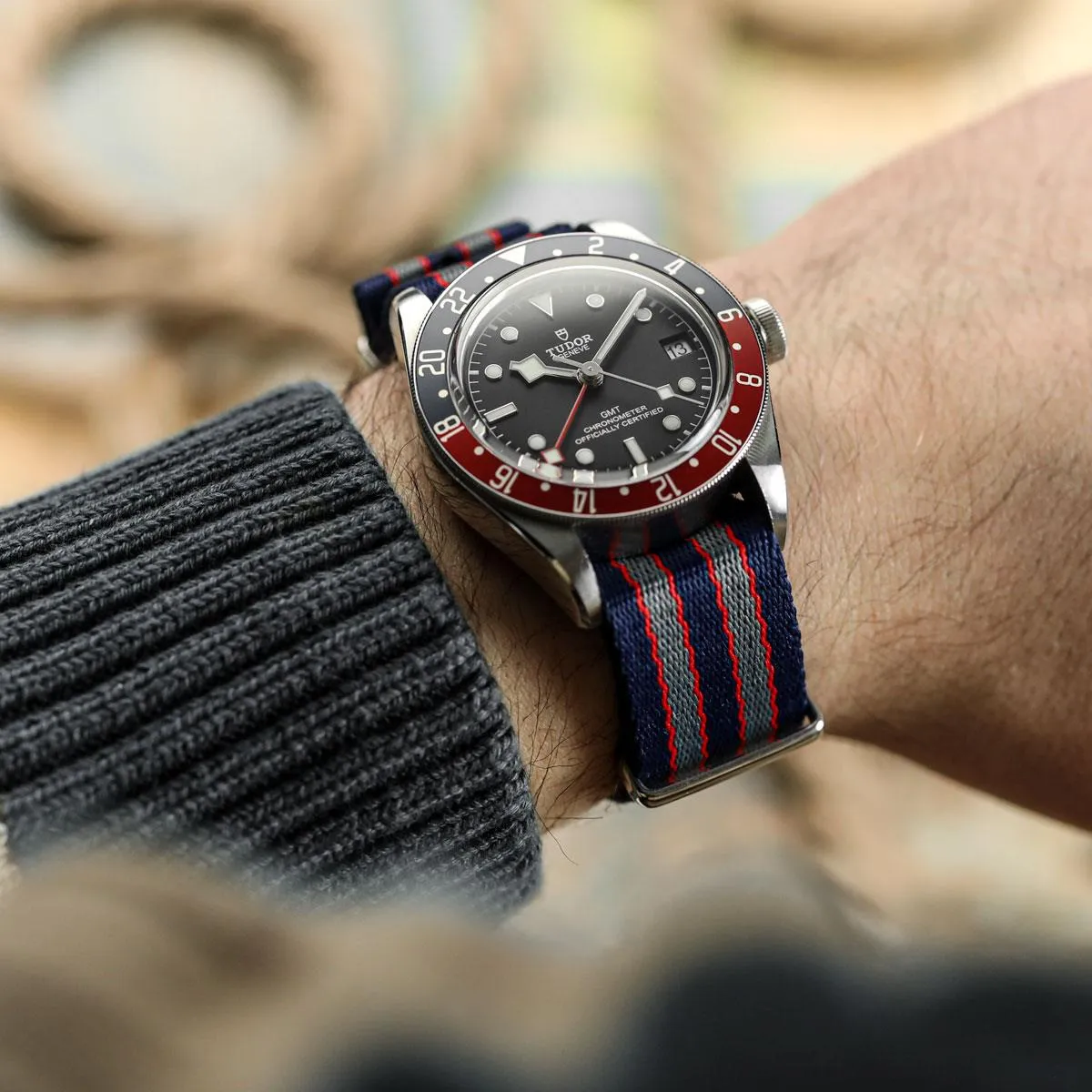 1973 British Military Watch Strap: APEX - Deep Sea Redline