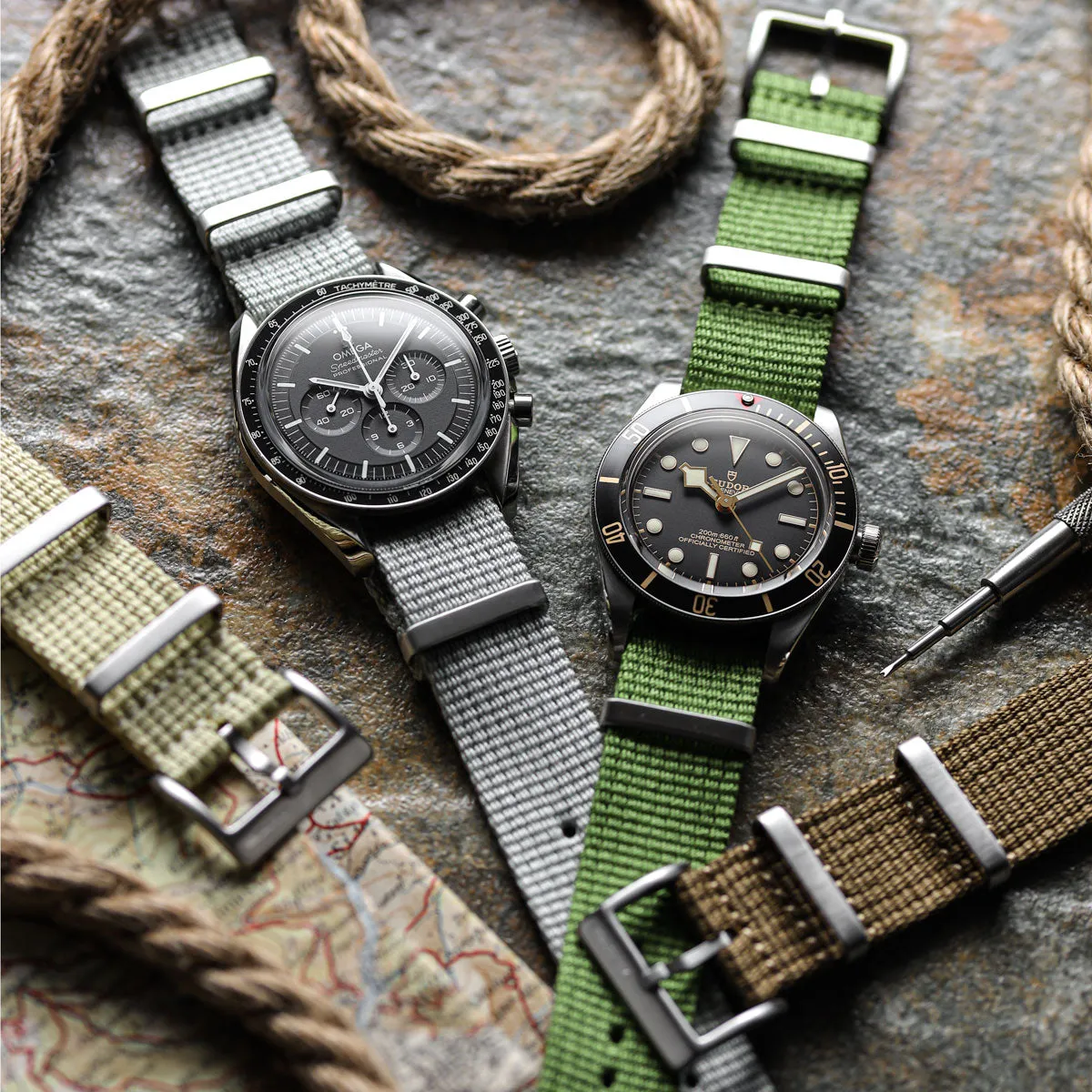 1973 British Military Watch Strap: WARRIOR TerrainValor - Army Green