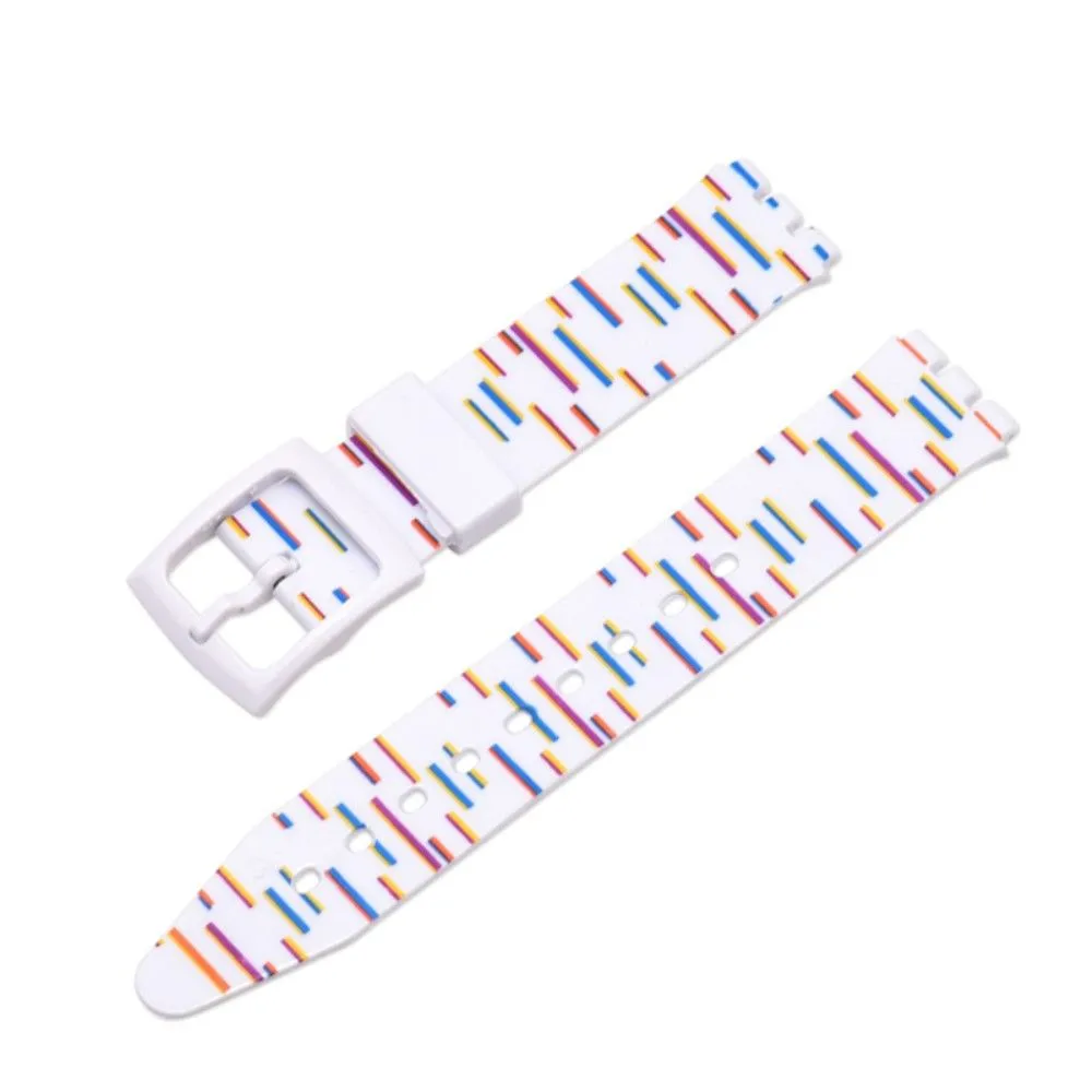 19mm Universal stripe printed silicone watch strap - Colorful Lines