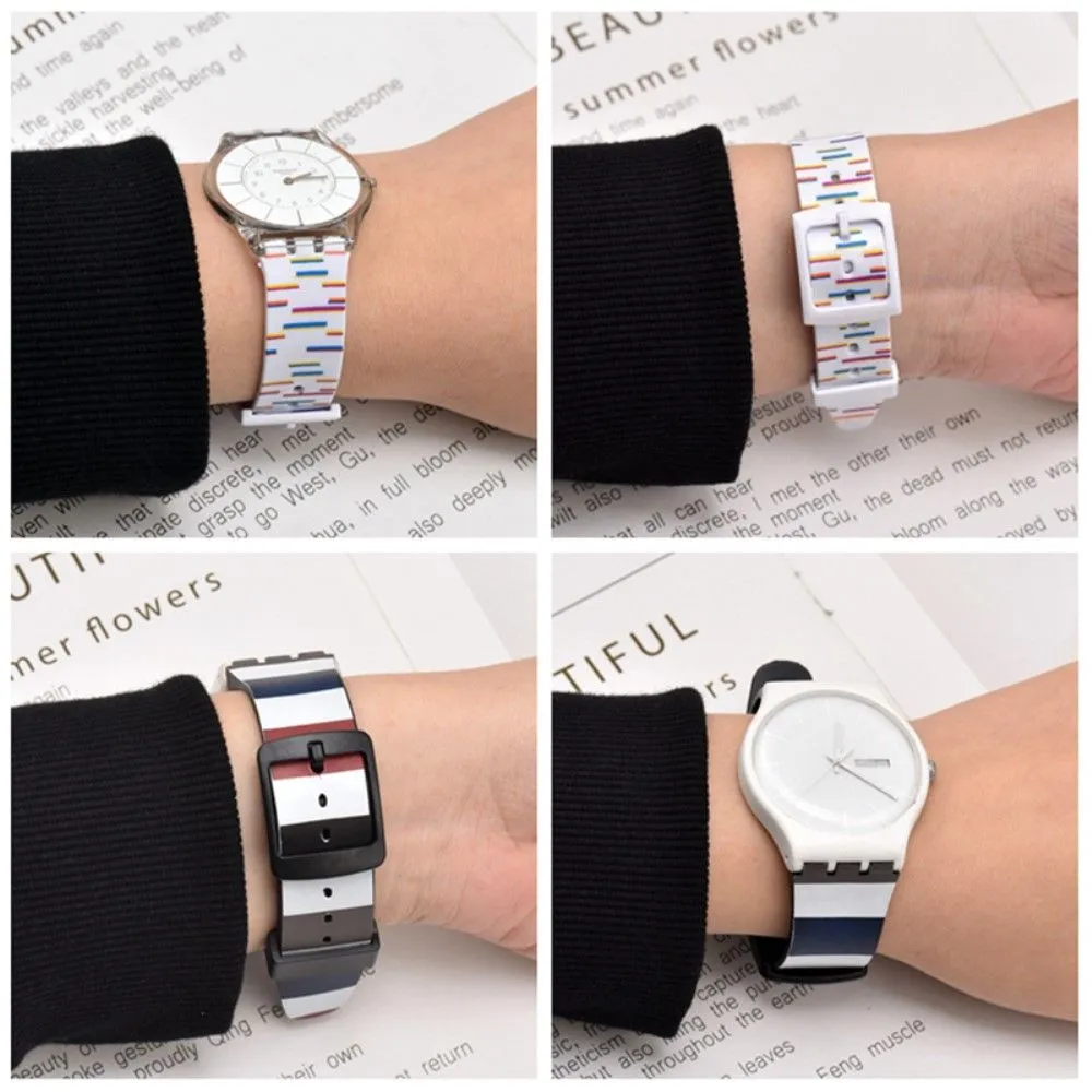 19mm Universal stripe printed silicone watch strap - Colorful Lines