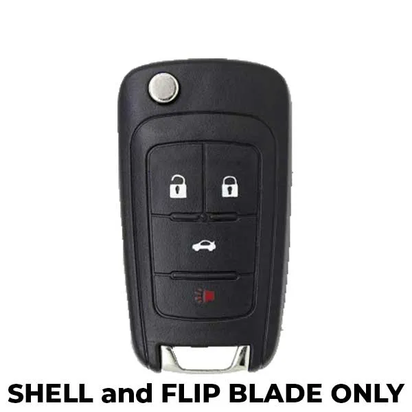 2011-2016 Chevrolet / 4-button Flip Key SHELL for V2T01060512 (AFTERMARKET)