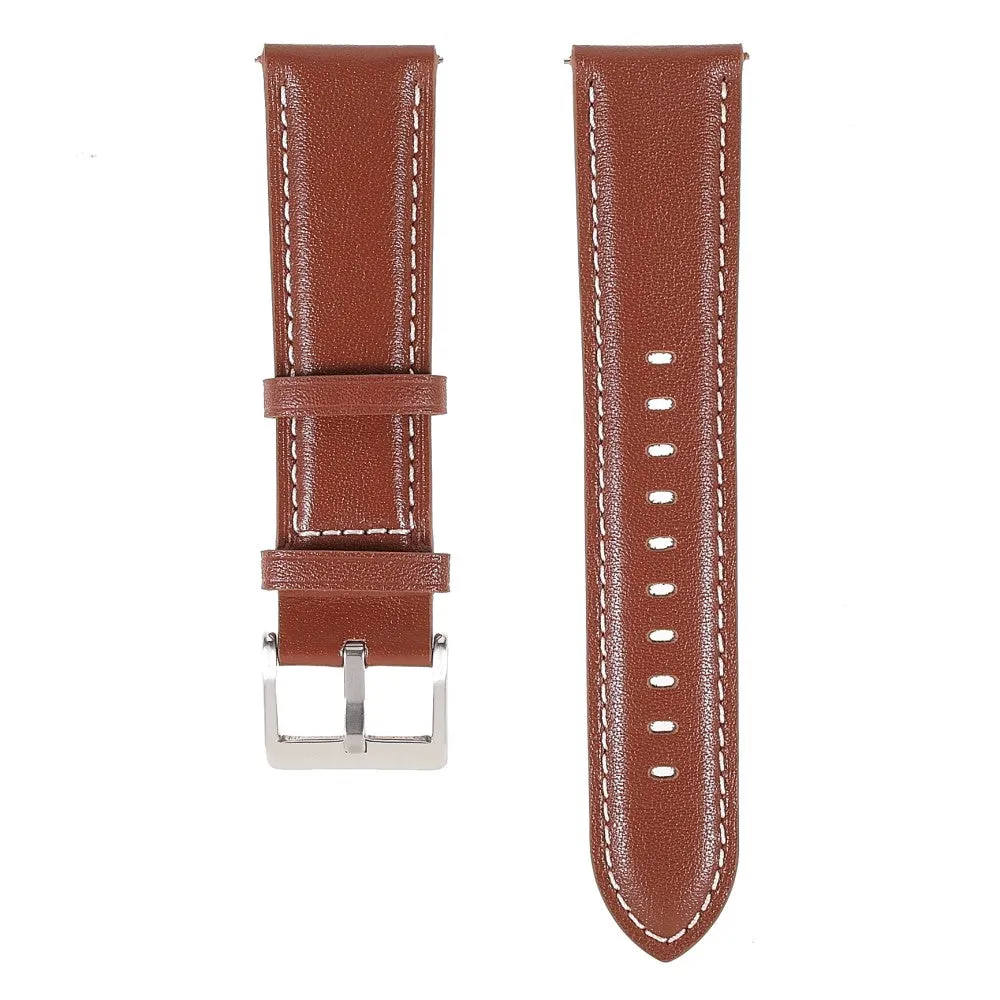 22m Universal quick release genuine leather watch strap - Brown