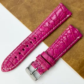 22mm Bright Pink Unique Pattern Alligator Leather Watch Strap For Men DH 226-AK