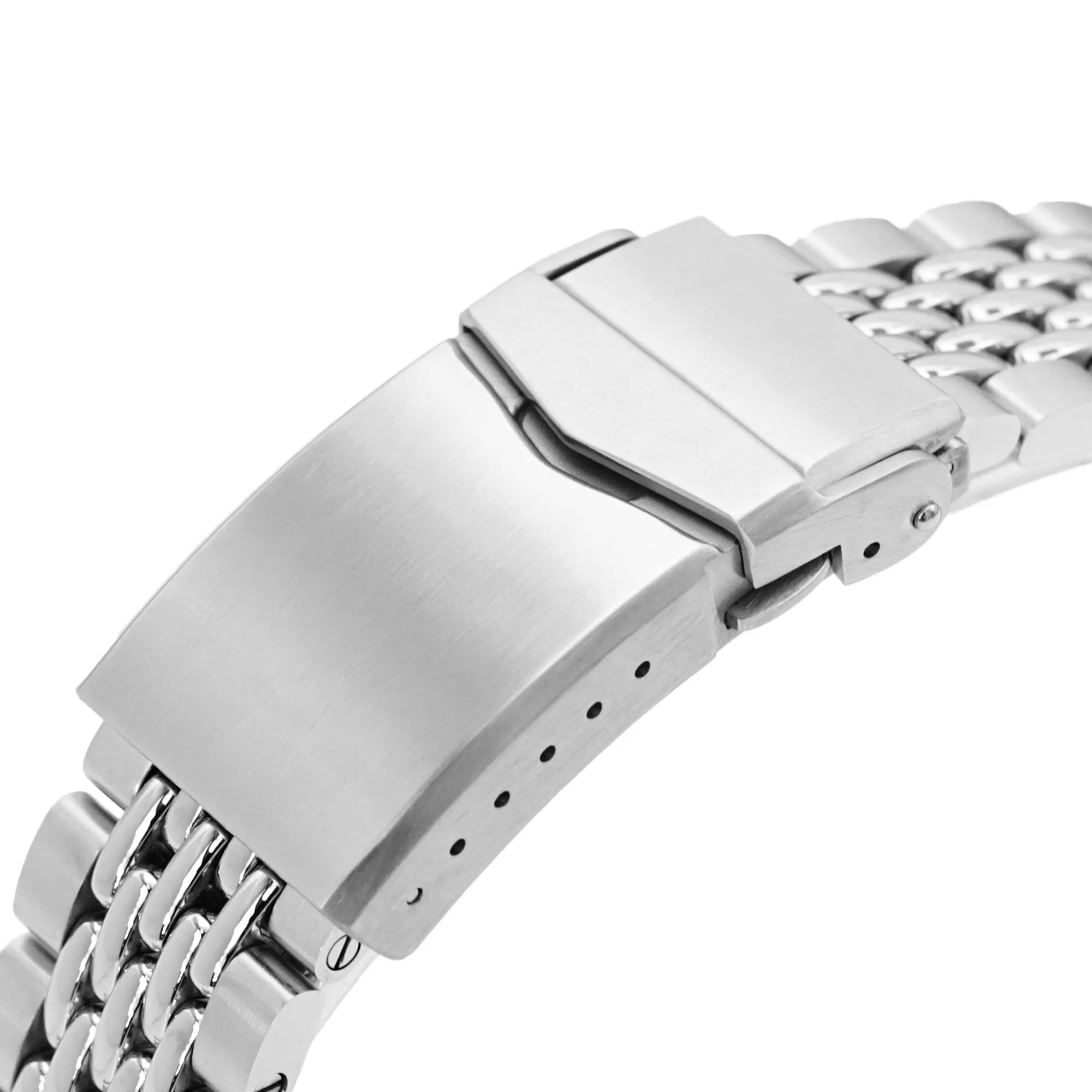 22mm Goma BOR Watch Band Straight End, 316L Stainless Steel Brushed and Polished V-Clasp