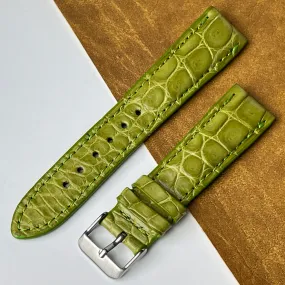 22mm Green Unique Pattern Alligator Leather Watch Strap For Men DH-223-E