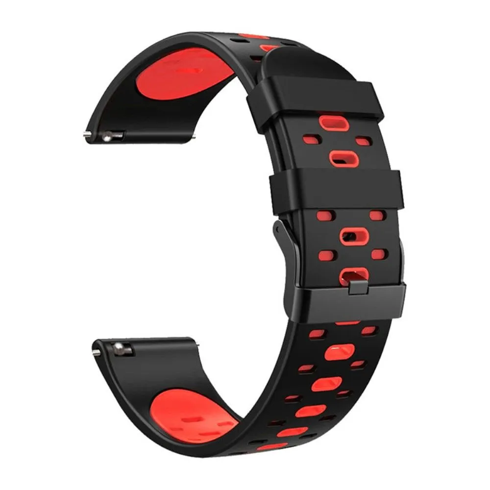 22mm Universal bi-color silicone watch strap - Black / Red