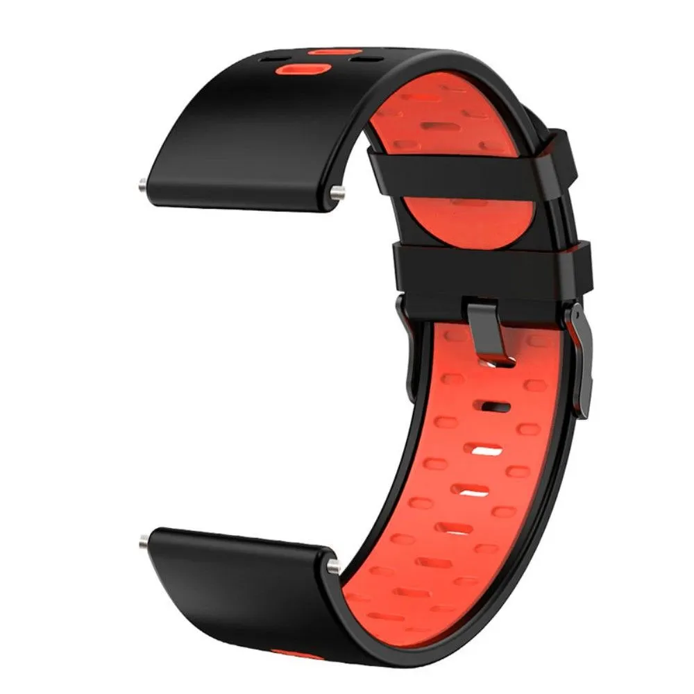 22mm Universal bi-color silicone watch strap - Black / Red