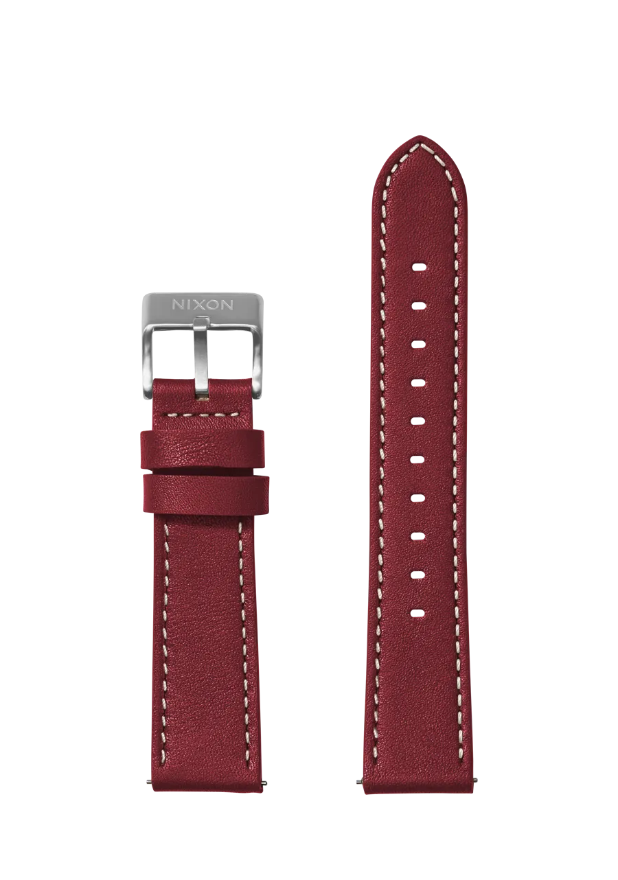 23mm Stitched Leather Band - Cranberry