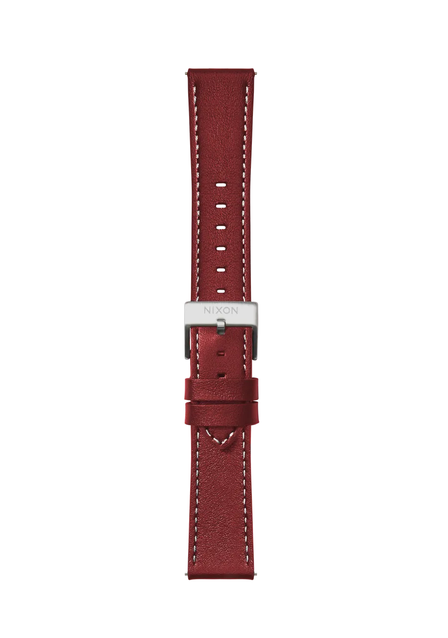 23mm Stitched Leather Band - Cranberry