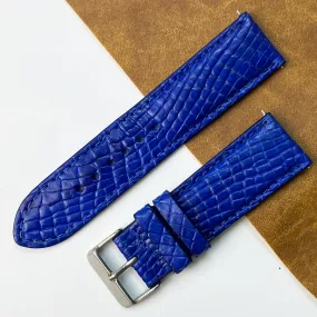 24mm Blue Unique Pattern Alligator Leather Watch Band For Men DH-50S