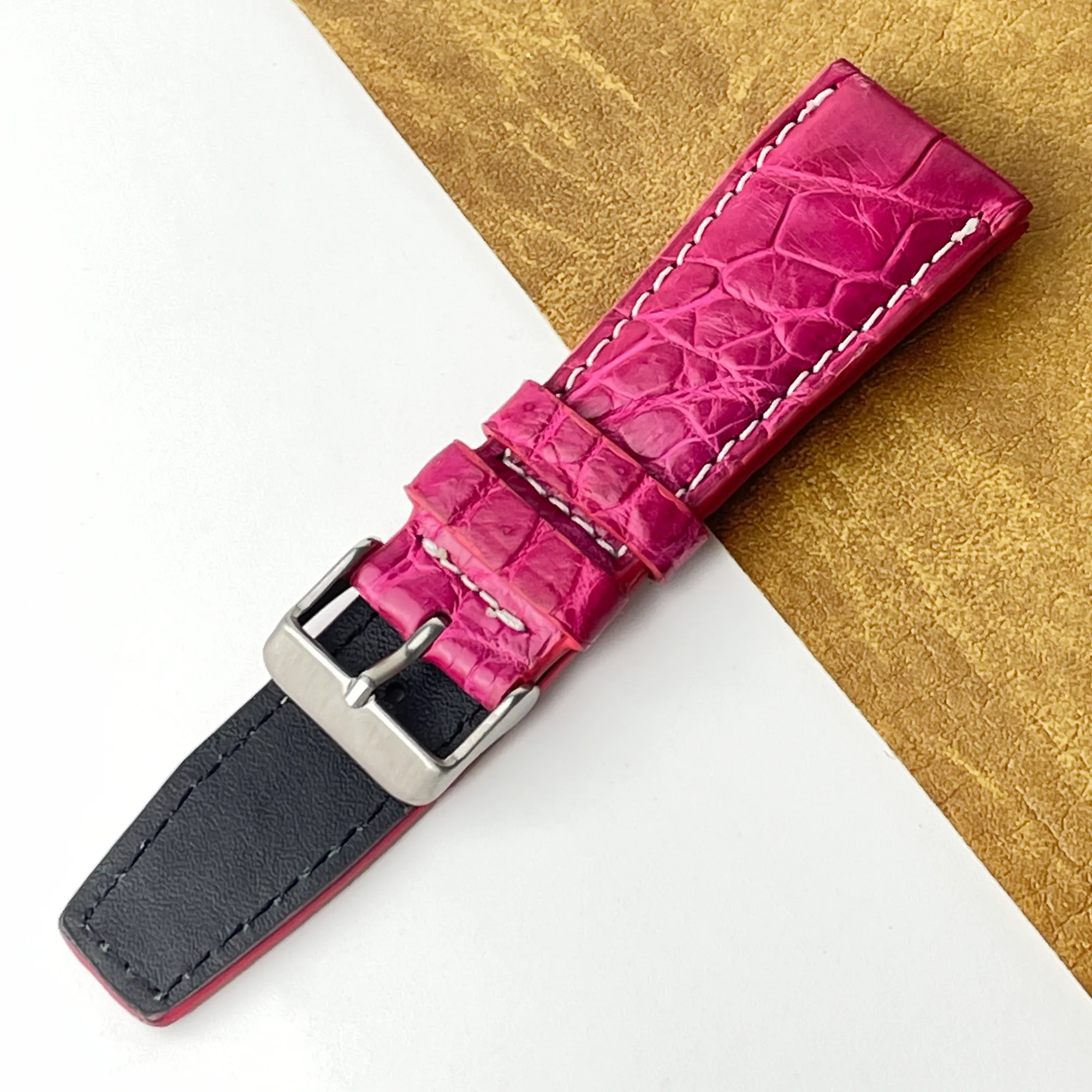 26mm Pink Unique Texture Alligator Watch Band For Men DH-226FDB