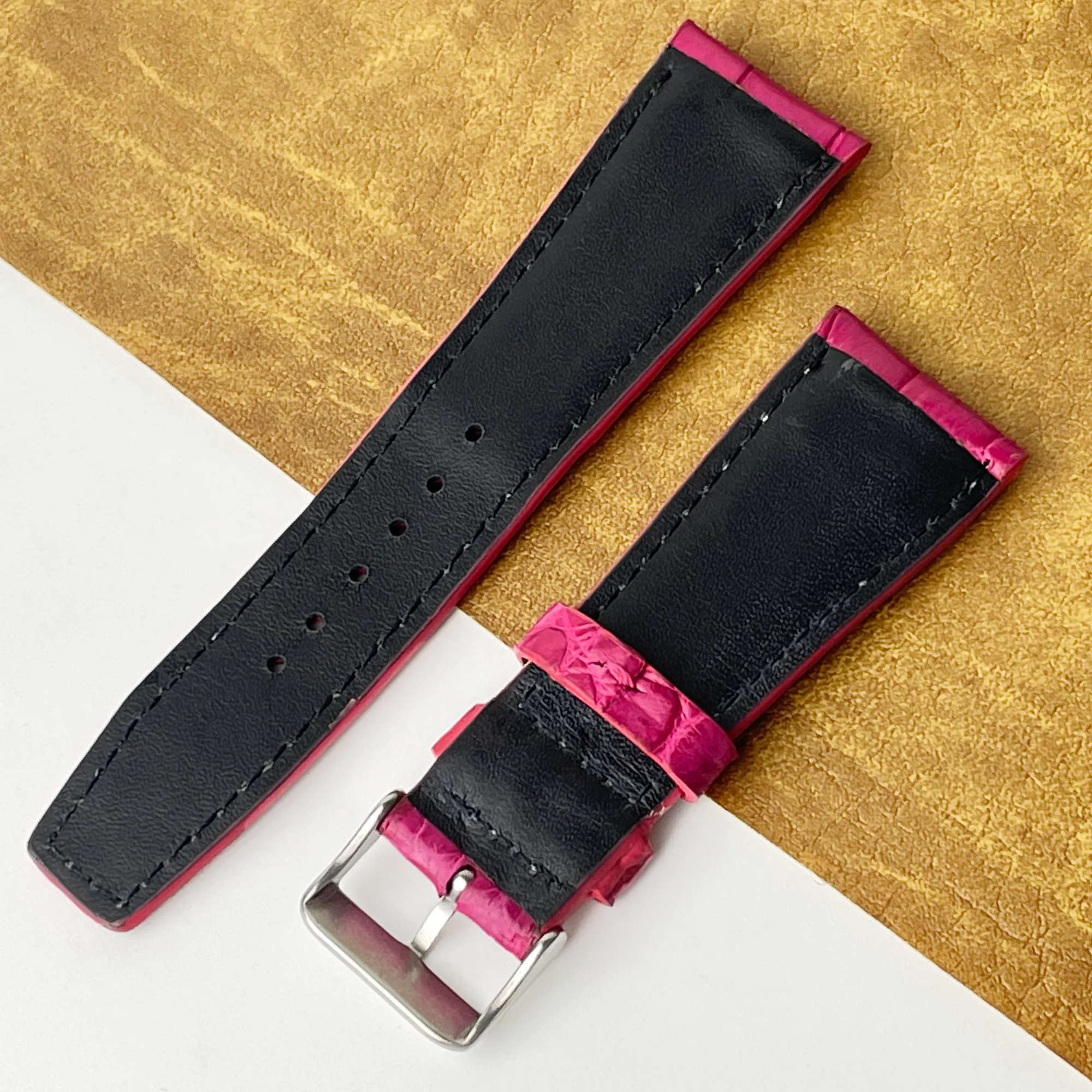 26mm Pink Unique Texture Alligator Watch Band For Men DH-226FDB