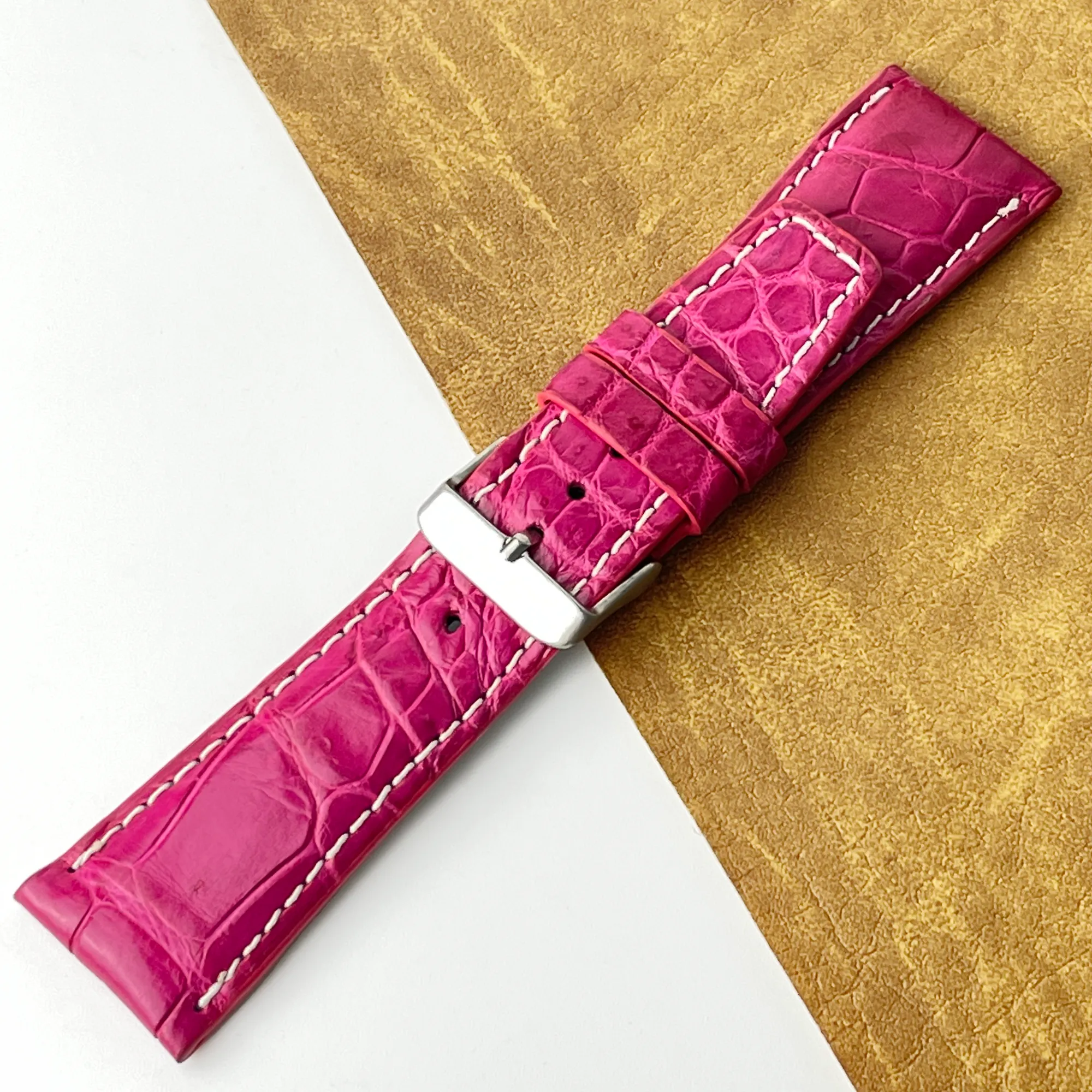 26mm Pink Unique Texture Alligator Watch Band For Men DH-226FDB