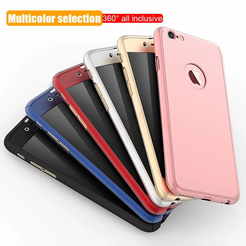 360 Full Cover Phone Case For iPhone X 8 6 6s 7 Plus 5 5s SE PC Protective Cover For iPhone 7 8 Plus XS MAX XR Case With Glass