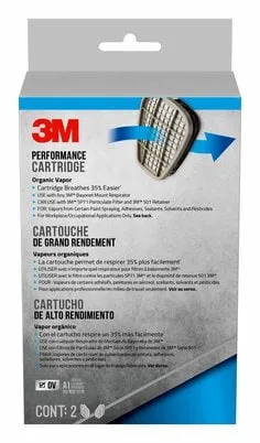 3M™ Performance Cartridge Organic Vapor, 6001P2-DC, 2 pair/pack, 5
packs/case