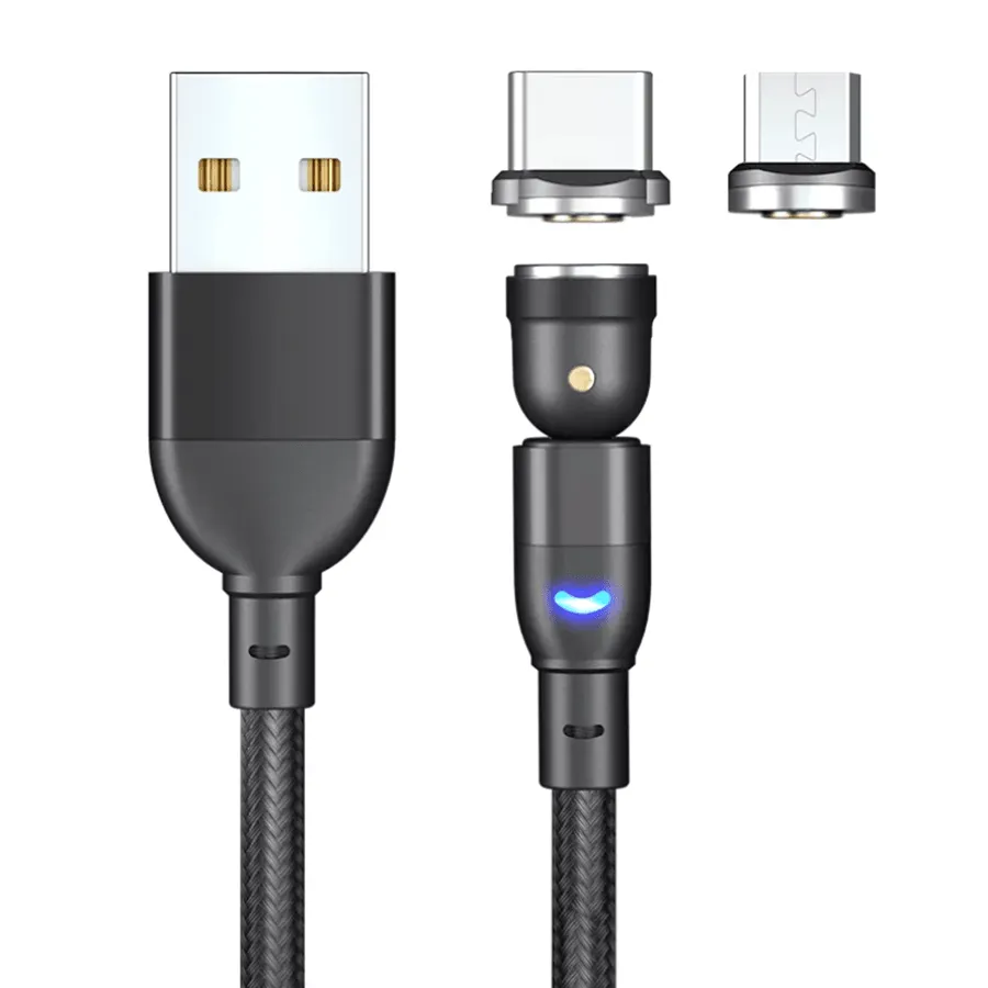 540 Degree Rotation 3-in-1 Magnetic Charging Cable (1m) - 2pcs