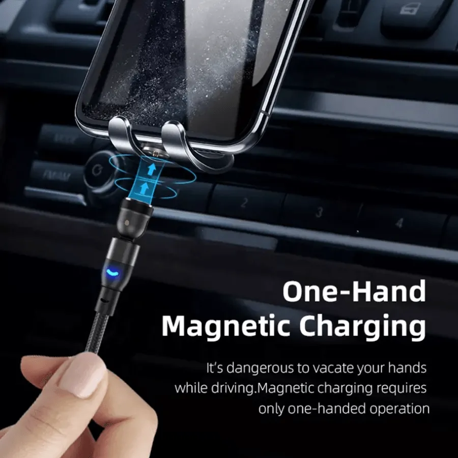 540 Degree Rotation 3-in-1 Magnetic Charging Cable (1m) - 2pcs