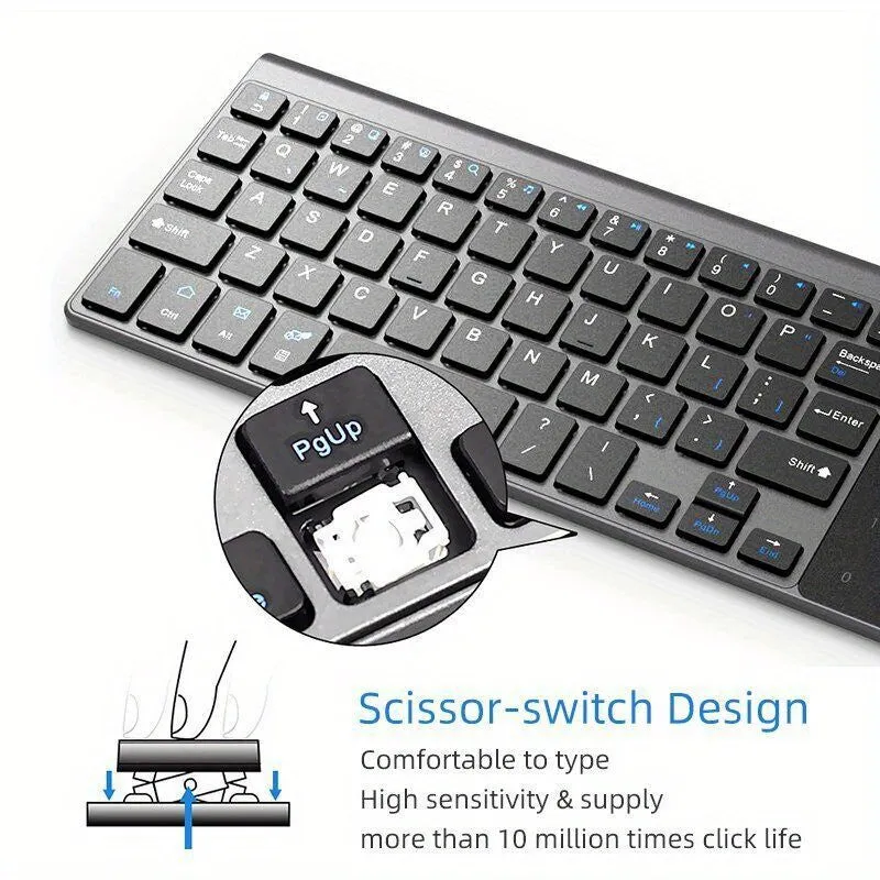 59 Keys Wireless Mini Keyboard with Touchpad Ultra-thin 2. 4GHz USB Numeric Keypad Portable Keyboard for Android Windows Tablet Desktop Laptop