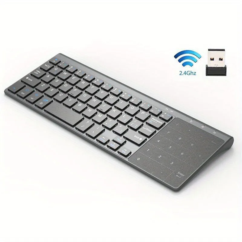 59 Keys Wireless Mini Keyboard with Touchpad Ultra-thin 2. 4GHz USB Numeric Keypad Portable Keyboard for Android Windows Tablet Desktop Laptop