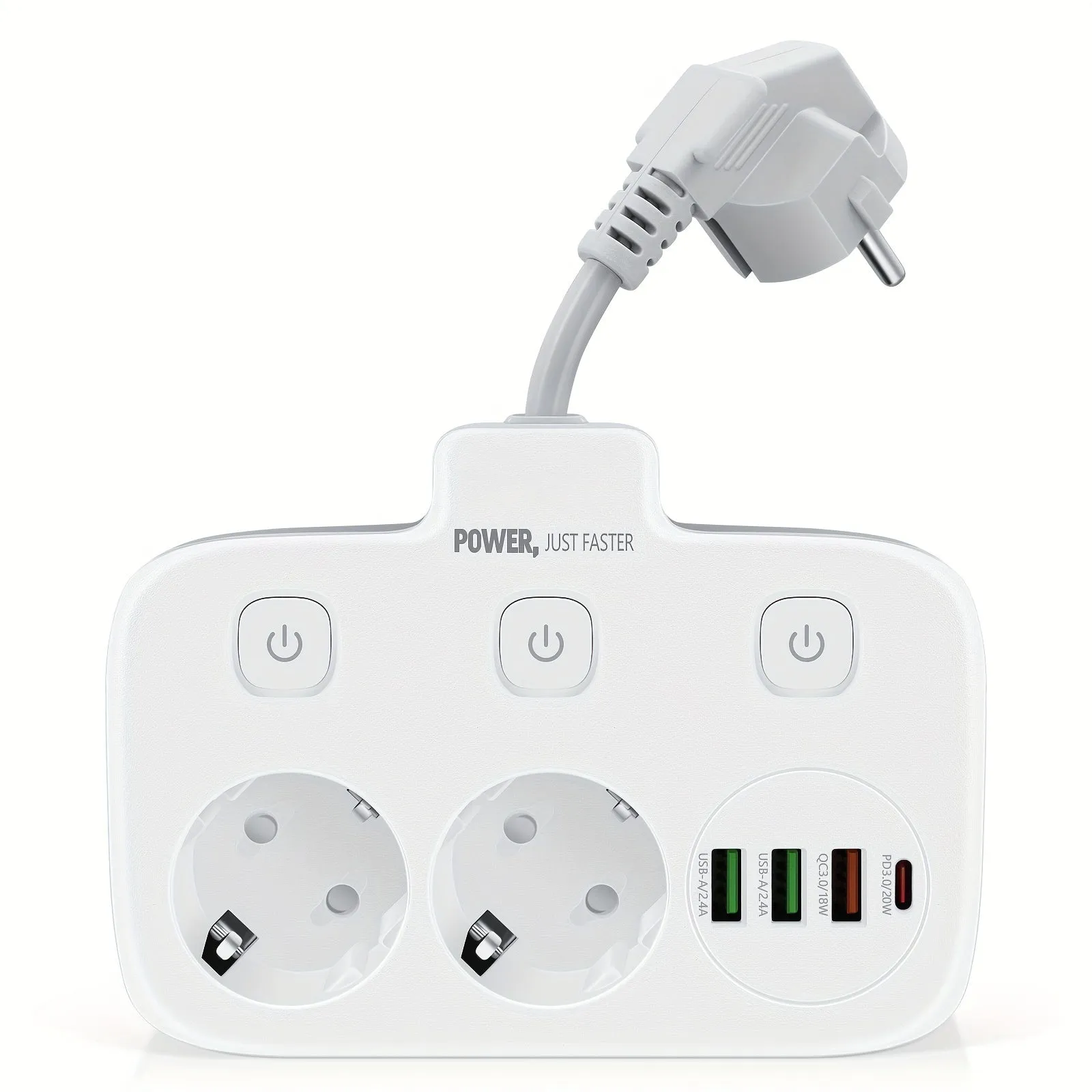 6in1 Multisocket Outlet with USB and TypeC Connectors