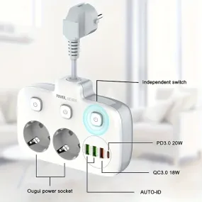 6in1 Multisocket Outlet with USB and TypeC Connectors