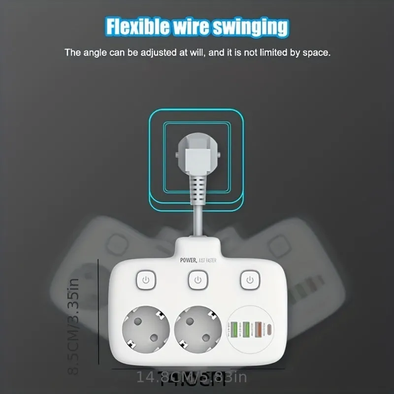 6in1 Multisocket Outlet with USB and TypeC Connectors