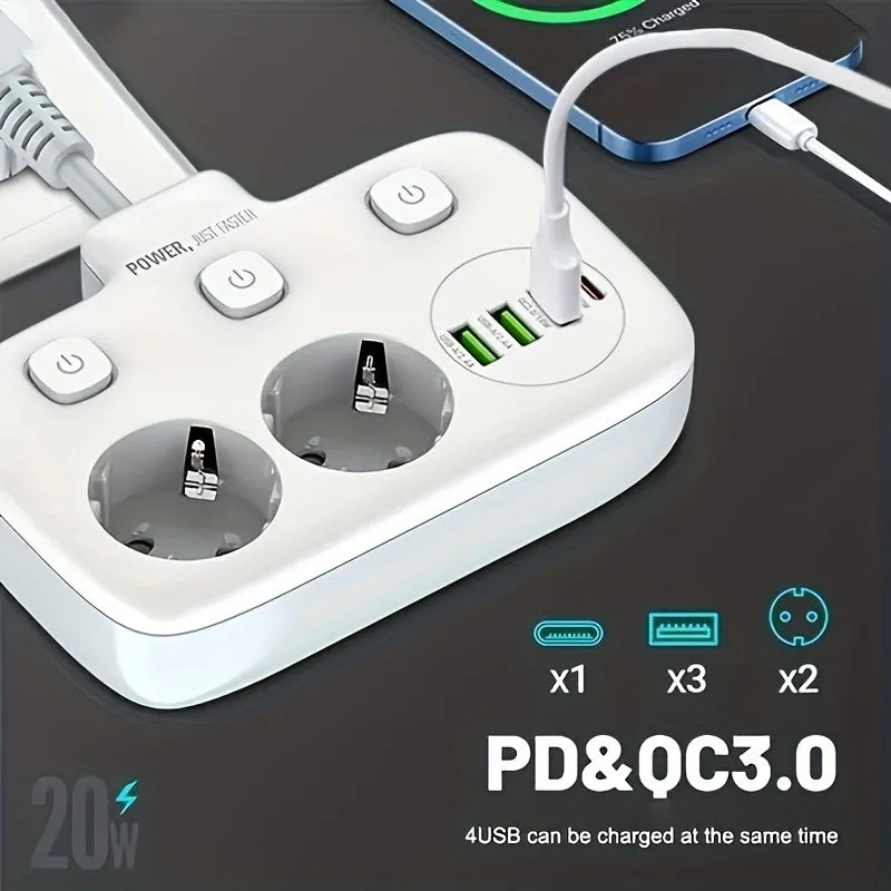 6in1 Multisocket Outlet with USB and TypeC Connectors