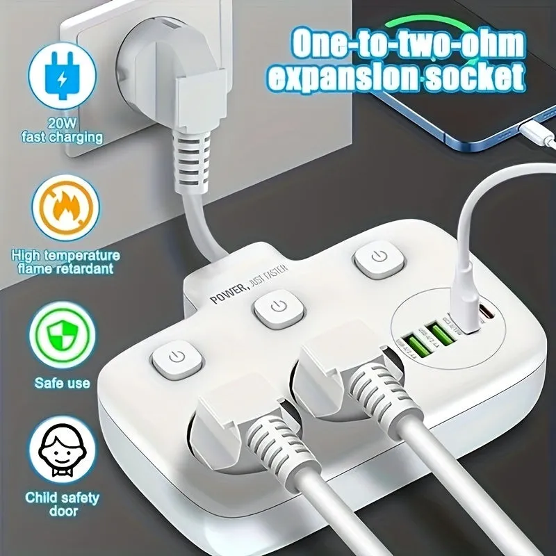 6in1 Multisocket Outlet with USB and TypeC Connectors