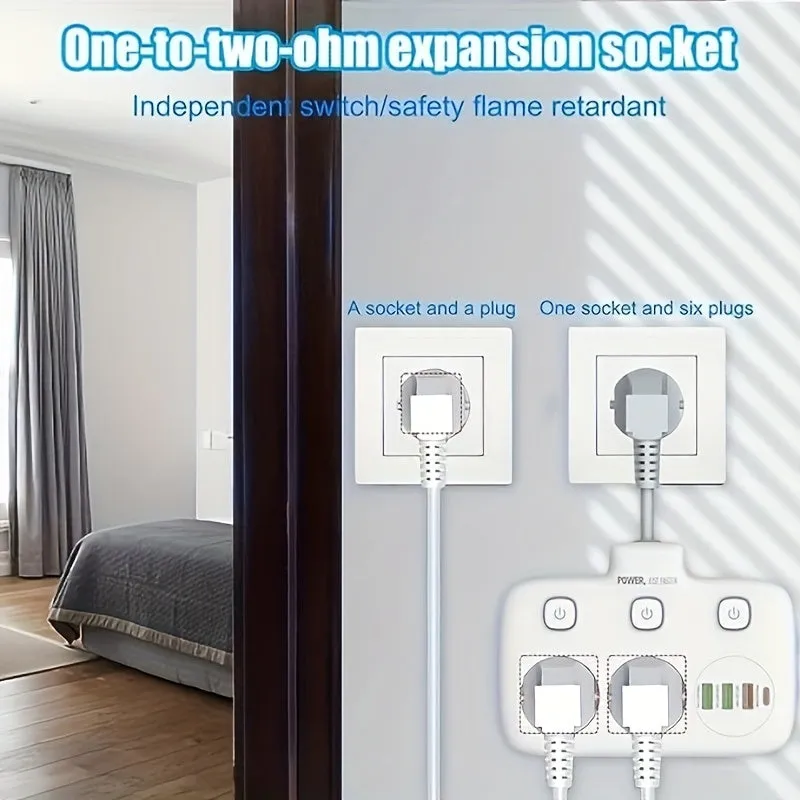 6in1 Multisocket Outlet with USB and TypeC Connectors