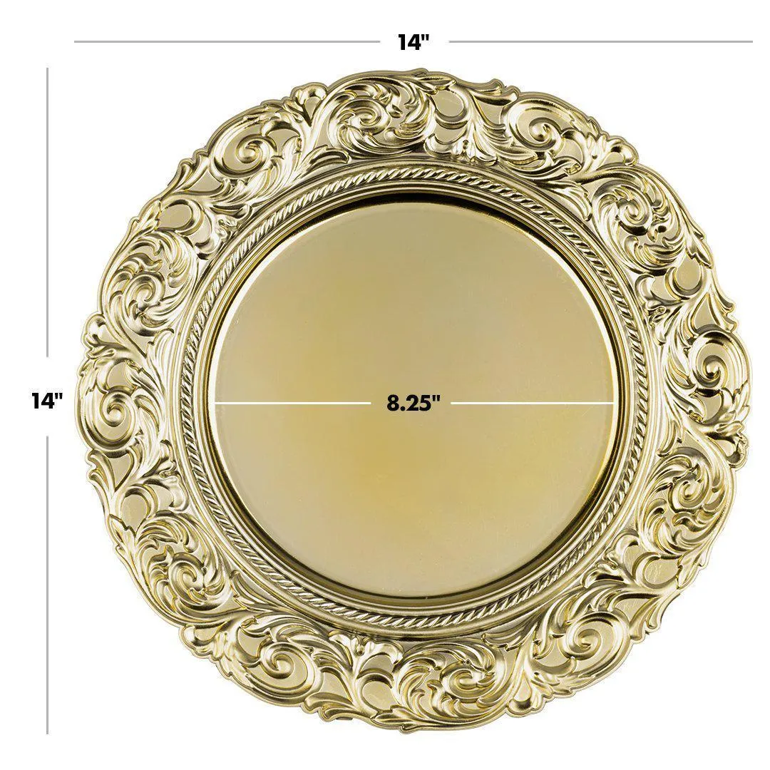 Acrylic Charger Plates Round Metallic Baroque Bulk Pack