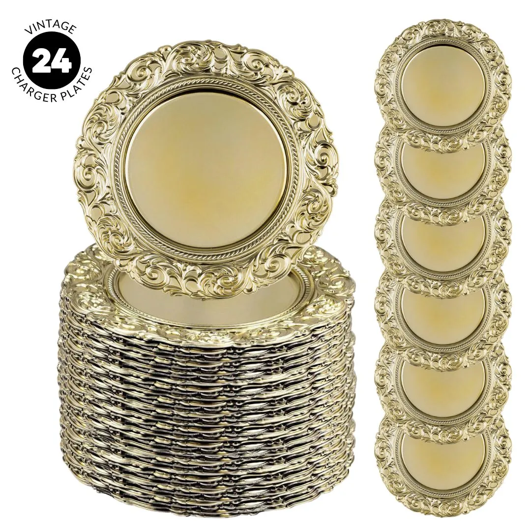 Acrylic Charger Plates Round Metallic Baroque Bulk Pack