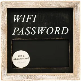 Adam's and Company 11483 Wood Framed Wi-Fi Password Sign with Chalkboard 7 x 7 Inches