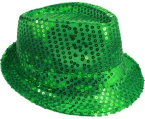 adult unisex green sequin fedora hat Case of 72