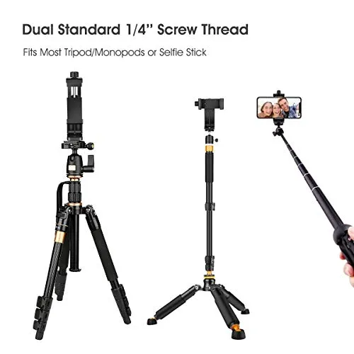 AFAITH Cell Phone Tripod Mount with Remote, Phone Holder Adapter Selfie Monopod with Adjustable Clamp for iPhone Xs Max/X/8/8P/7/7P/6S/6,Samsung GalaxyS9/S9 /S8/S7/S6/S5/Note9/8 and More