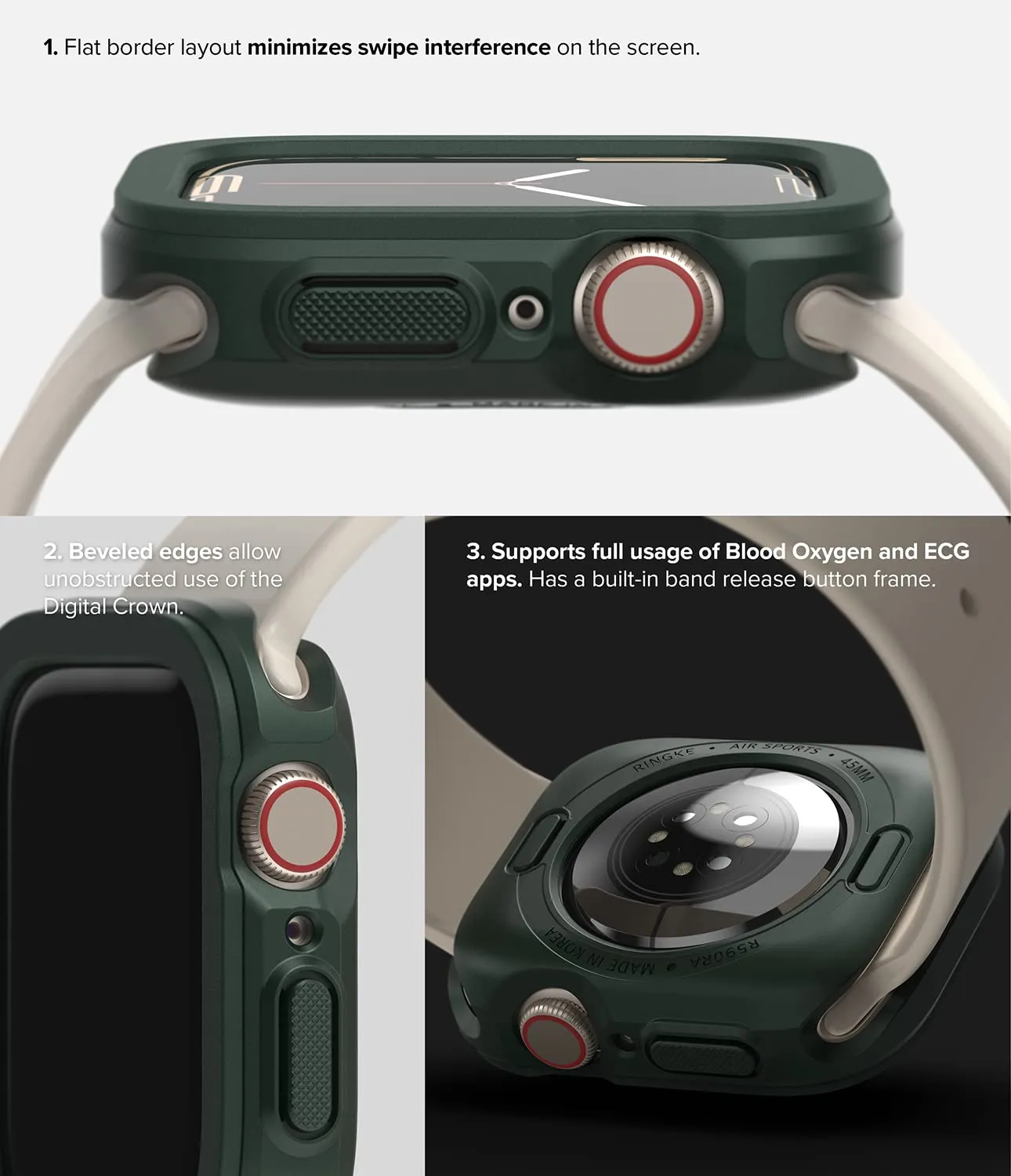 Air Sports Case Compatible with Apple Watch 9 / 8 / 7 45mm - Dark Green