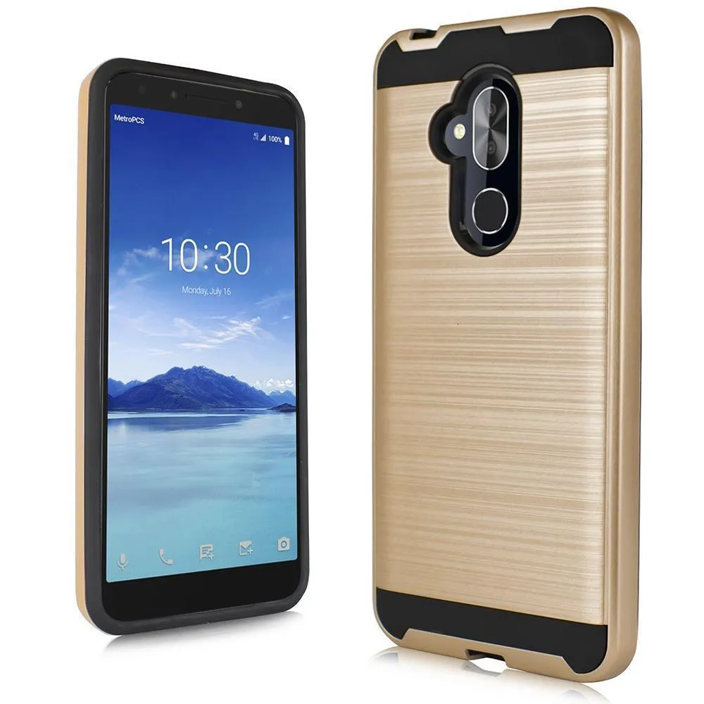 Alcatel 7 / REVVL 2 Plus Hybrid Brushed Metal Shockproof Tough Case by Modes