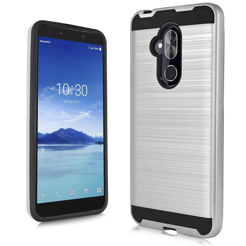 Alcatel 7 / REVVL 2 Plus Hybrid Brushed Metal Shockproof Tough Case by Modes