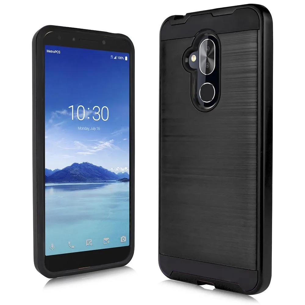 Alcatel 7 / REVVL 2 Plus Hybrid Brushed Metal Shockproof Tough Case by Modes