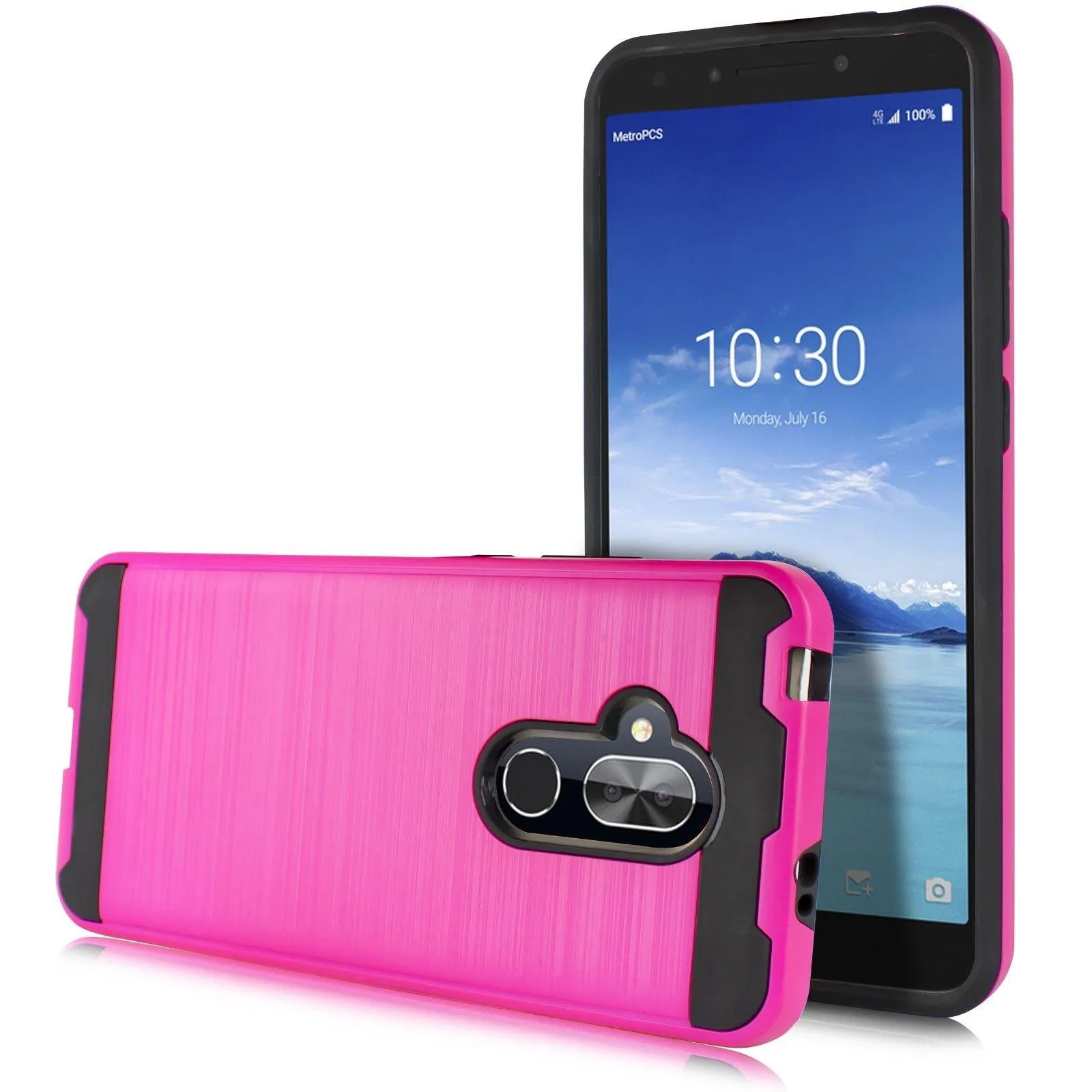 Alcatel 7 / REVVL 2 Plus Hybrid Brushed Metal Shockproof Tough Case by Modes