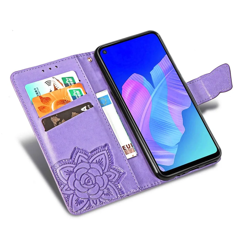 Anymob Huawei Phone Case Purple Wallet Leather Flip Wallet Cover