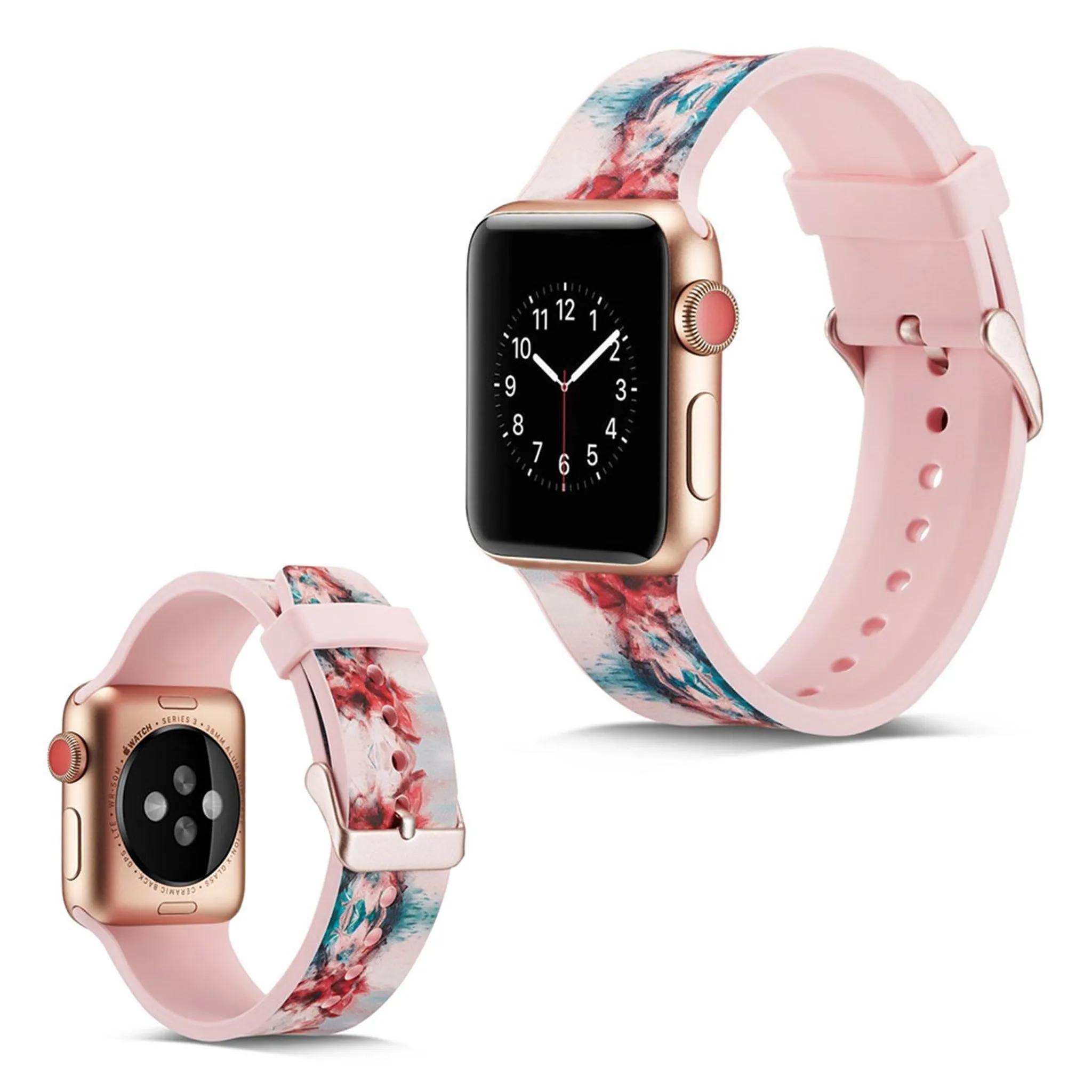 Apple Watch Series 5 44mm camouflage silicone watch band - Rose and Blue Pattern