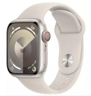 Apple Watch Series 9 GPS   Cellular, 41mm Starlight Aluminium Case with Starlight Sport Band, S/M