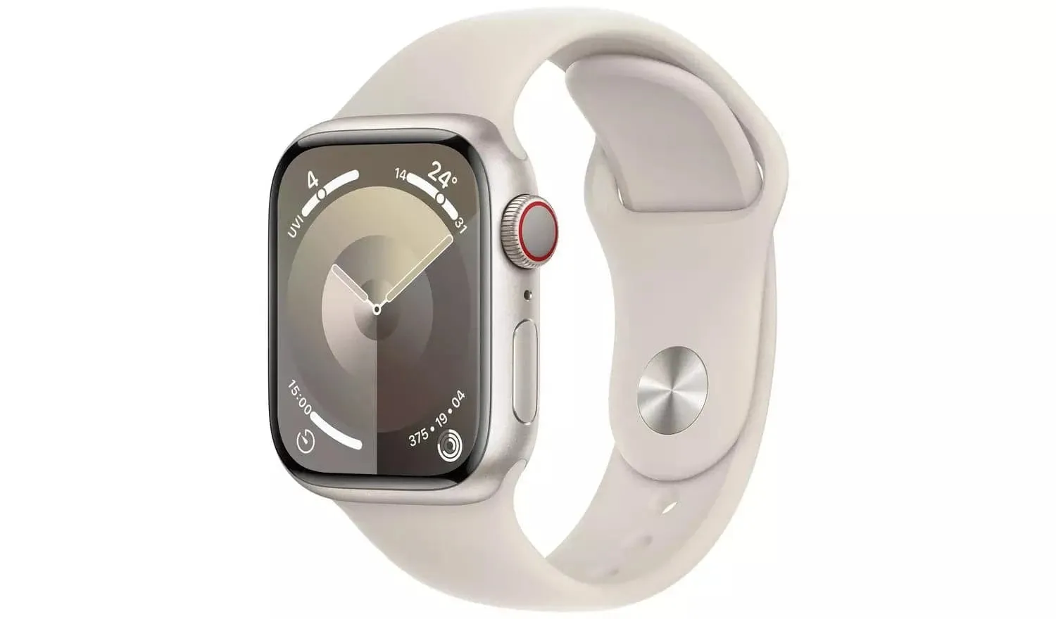 Apple Watch Series 9 GPS   Cellular, 41mm Starlight Aluminium Case with Starlight Sport Band, S/M