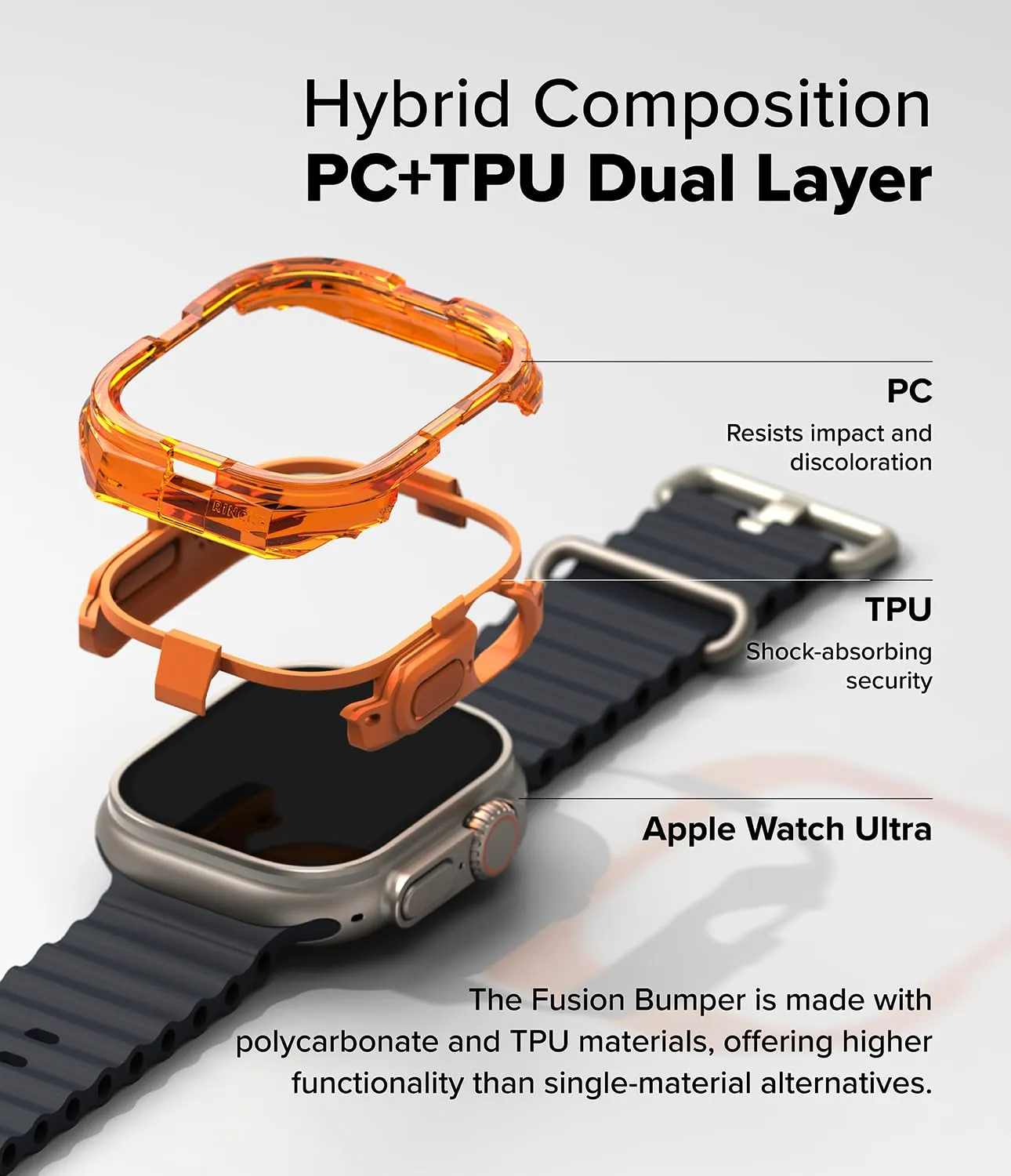 Apple Watch Ultra 2/1 Fusion Bumper Double-Layer Case  - Neon Orange